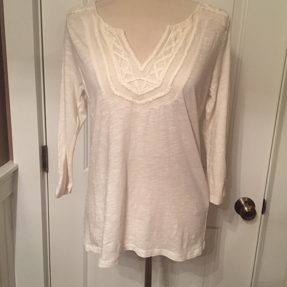 LUCKY BRAND TOP CREAM COTTON TEE SHIRT SIZE M
